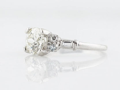 Antique Engagement Ring Art Deco .92 Old European Cut Diamond in Platinum