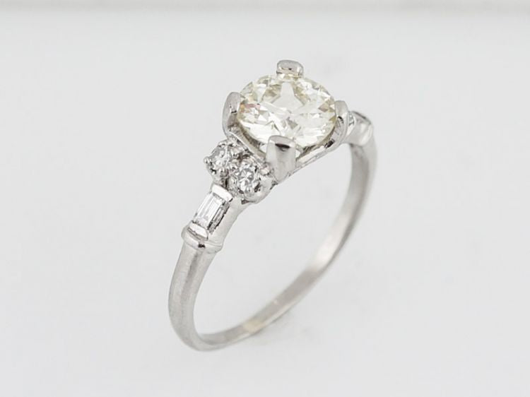 Antique Engagement Ring Art Deco .92 Old European Cut Diamond in Platinum