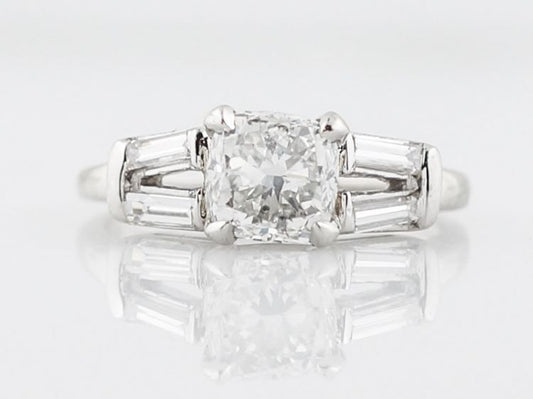 Cushion Cut Solitaire Diamond Engagement Ring Art Deco