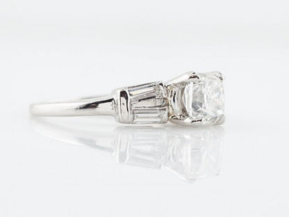 Cushion Cut Solitaire Diamond Engagement Ring Art Deco