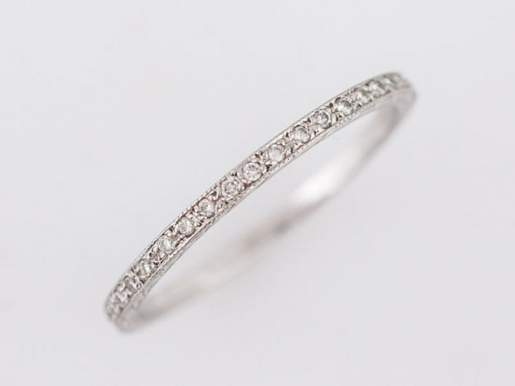 Modern Eternity Wedding Band Art Deco Style .21 Round Brilliant Cut Diamonds in Platinum