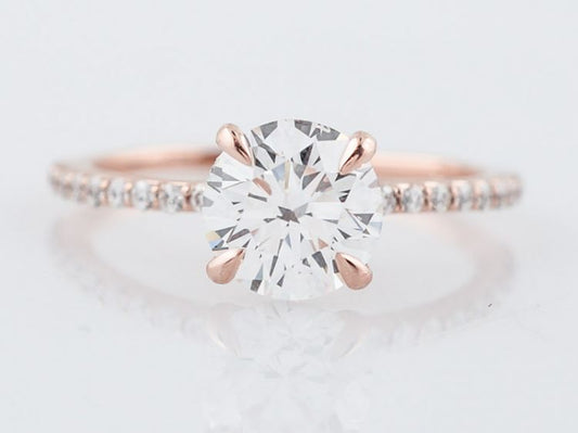 Engagement Ring Modern GIA 1.51 Round Brilliant Cut Diamond in 14k Rose Gold