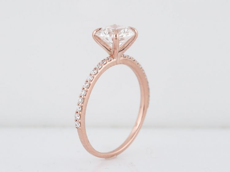 Engagement Ring Modern GIA 1.51 Round Brilliant Cut Diamond in 14k Rose Gold