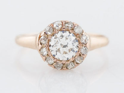 Antique Engagement Ring Victorian .60 Round Brilliant Cut Diamond in 14k Yellow Gold