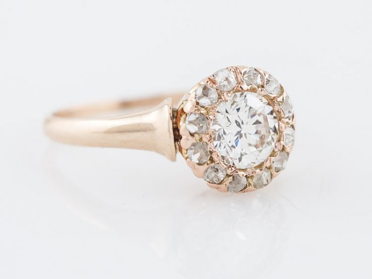 Antique Engagement Ring Victorian .60 Round Brilliant Cut Diamond in 14k Yellow Gold