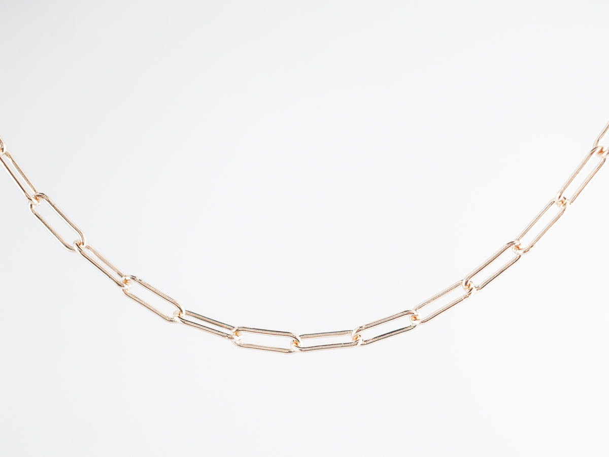 Elongated Flat Link Chain 18 Inches 14k Yellow Gold