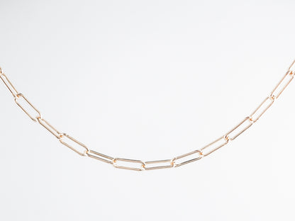 Elongated Flat Link Chain 18 Inches 14k Yellow Gold
