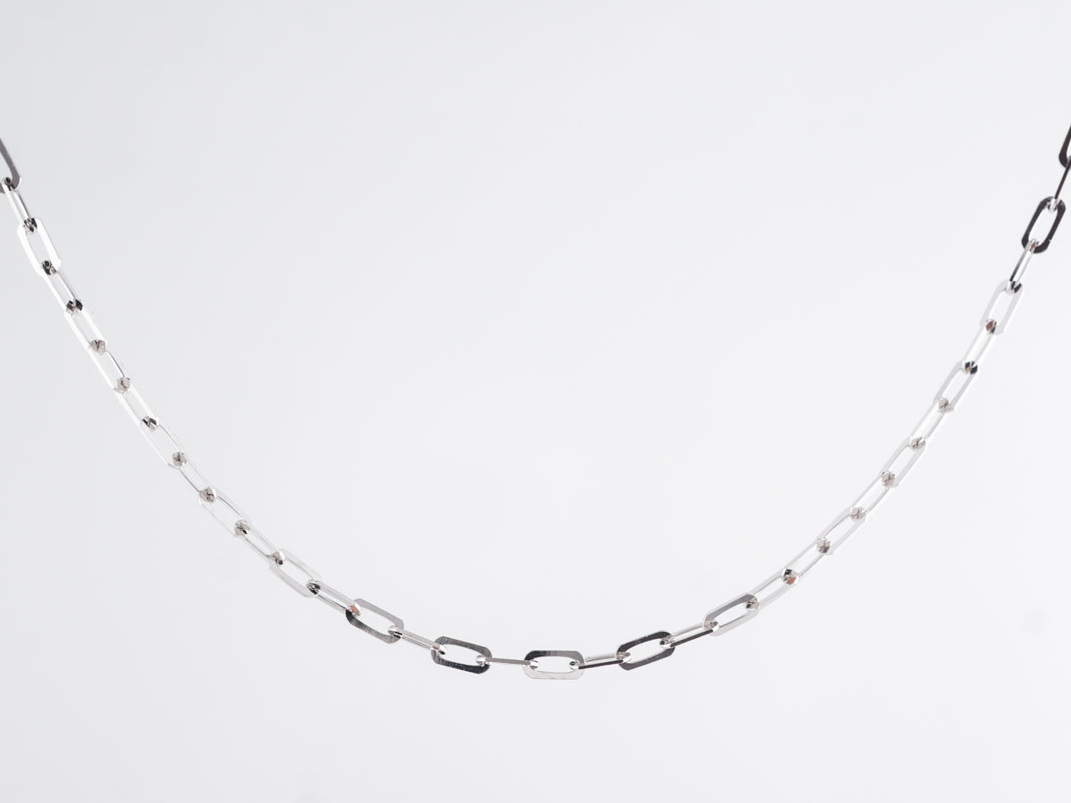 18 Inch Flat Link Chain 14k White Gold