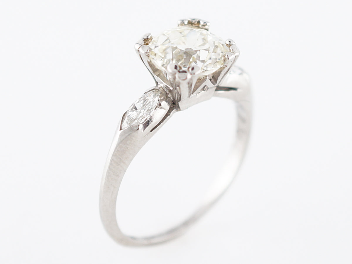 Antique Engagement Ring Art Deco 1.63 Old European Cut Diamond in Platinum