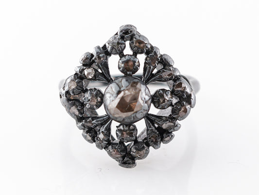 Antique Georgian Diamond Ring in Oxidized Sterling Silver