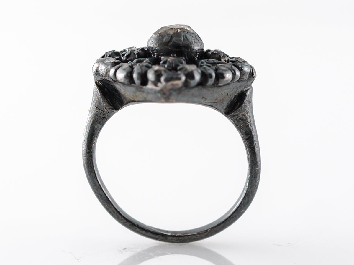 Antique Georgian Diamond Ring in Oxidized Sterling Silver