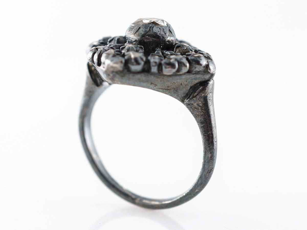 Antique Georgian Diamond Ring in Oxidized Sterling Silver