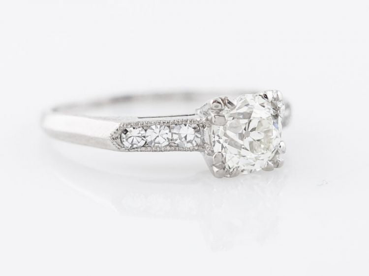 Classic 1 Carat Diamond Engagement Ring Art Deco