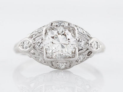 Antique Engagement Ring Art Deco .72 Old European Cut Diamond in Platinum