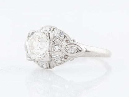 Antique Engagement Ring Art Deco .72 Old European Cut Diamond in Platinum