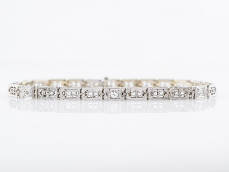 Antique Bracelet Art Deco .27 Old European Cut Diamonds in Platinum & 18k White Gold