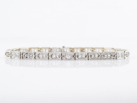 Antique Bracelet Art Deco .27 Old European Cut Diamonds in Platinum & 18k White Gold