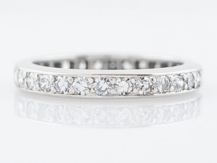 Antique Eternity Wedding Band Art Deco 1.20 Single Cut Diamonds in Platinum