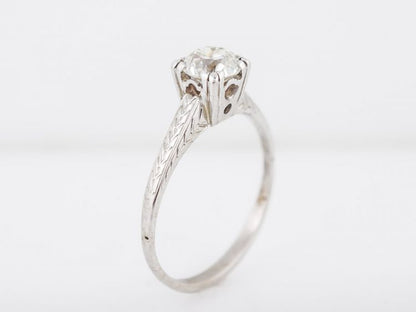 Antique Engagement Ring Art Deco .65 Old European Cut Diamond in 14k White Gold