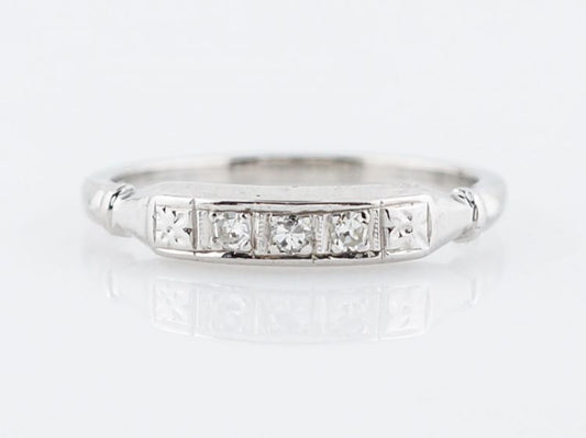 Antique Wedding Band Art Deco .09 Single Cut Diamonds in 14k White Gold