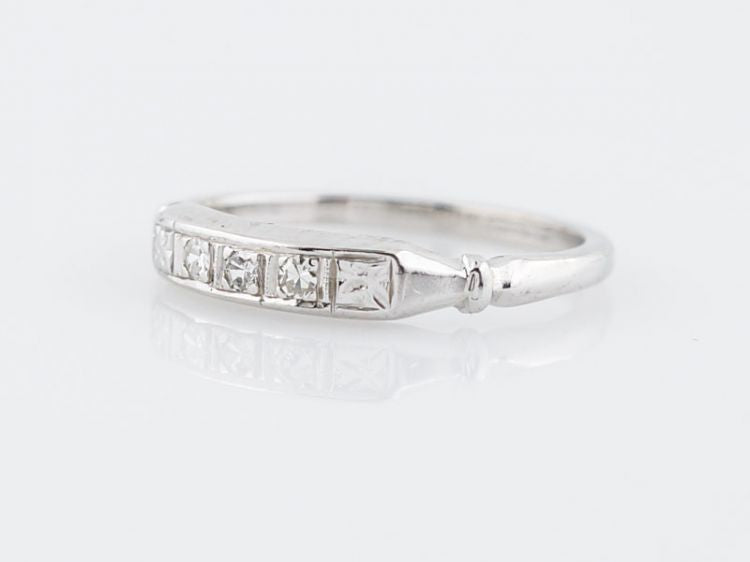 Antique Wedding Band Art Deco .09 Single Cut Diamonds in 14k White Gold