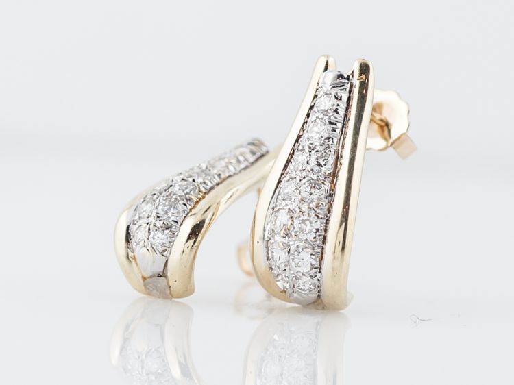 Earrings Modern .52 Round Brilliant Cut Diamonds in 14k Yellow Gold