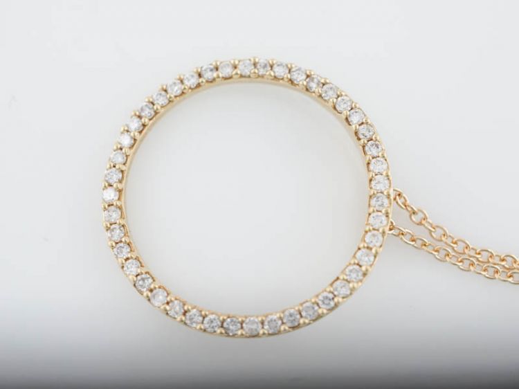 Modern Necklace 1.00 Round Brilliant Cut Diamonds in 14k Yellow Gold