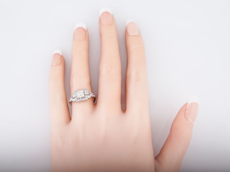 Antique Engagement Ring Art Deco .63 Old European Cut Diamond in Platinum
