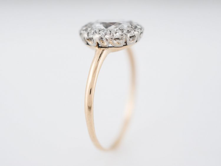 Antique Engagement Ring Victorian .51 Oval Cut Diamond in 14k Yellow Gold