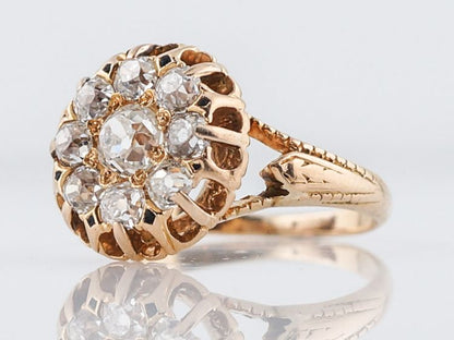 Antique Right Hand Ring Victorian 1.34 Old Mine Cut Diamonds in 18k Yellow Gold