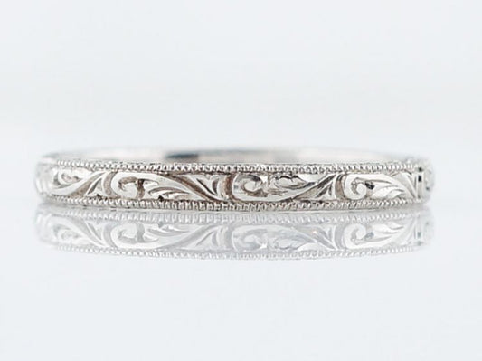 Antique Wedding Band Art Deco Geometric Pattern in Platinum