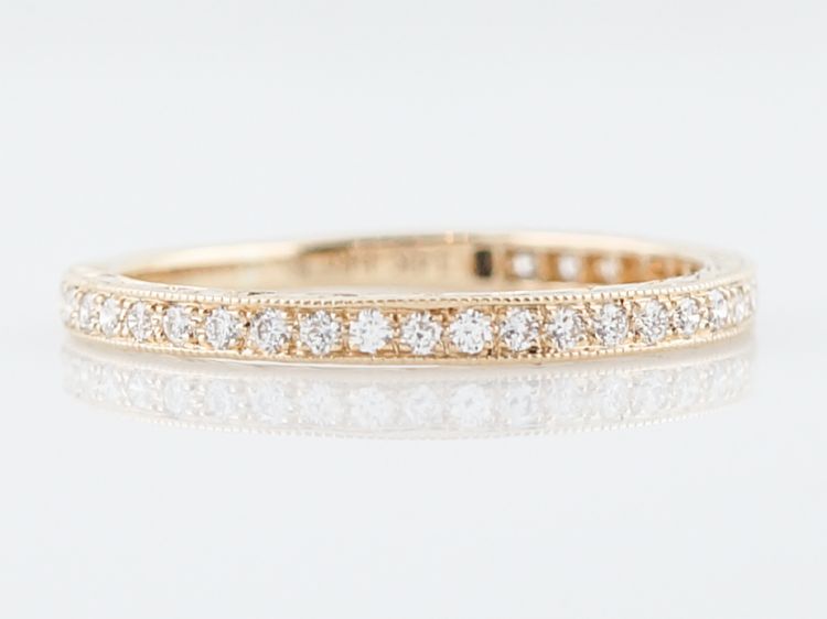 Modern Wedding Band .23 Round Brilliant Cut Diamonds in 14k Yellow Gold