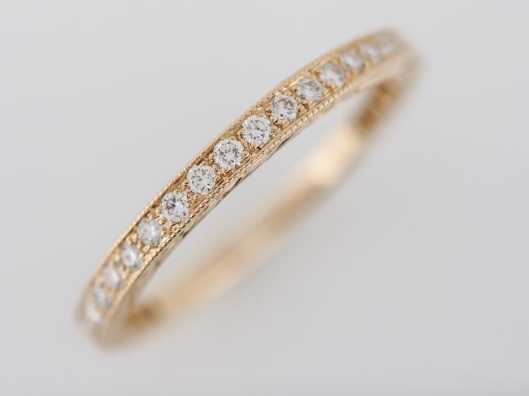 Modern Wedding Band .23 Round Brilliant Cut Diamonds in 14k Yellow Gold