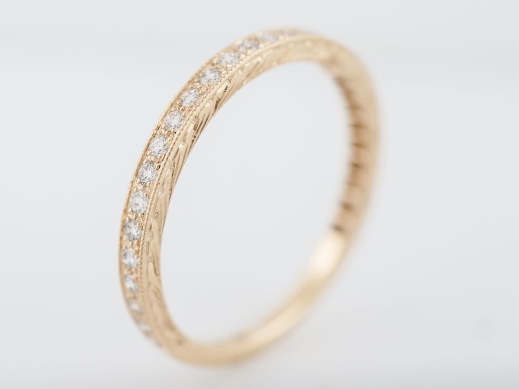 Modern Wedding Band .23 Round Brilliant Cut Diamonds in 14k Yellow Gold