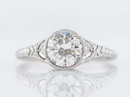 Antique Engagement Ring Art Deco .85 Round Brilliant Cut Diamond in Platinum