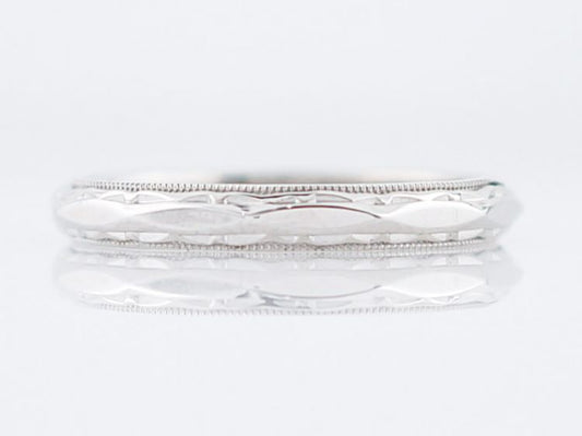 Geometric Art Deco Wedding Band in 14k White Gold