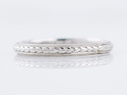 Antique Wedding Band Art Deco Chevron in 18k White Gold