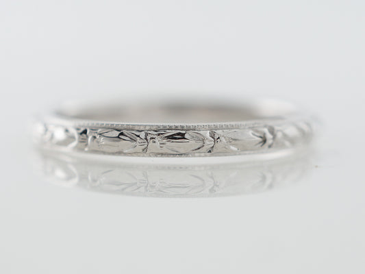 Vintage Art Deco Orange Blossom Wedding Band in White Gold