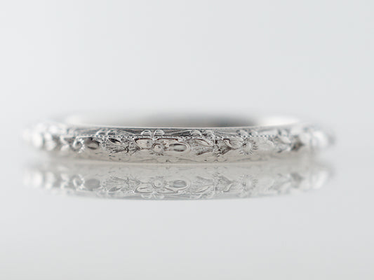 1920's Art Deco Orange Blossom Wedding Band in White Gold