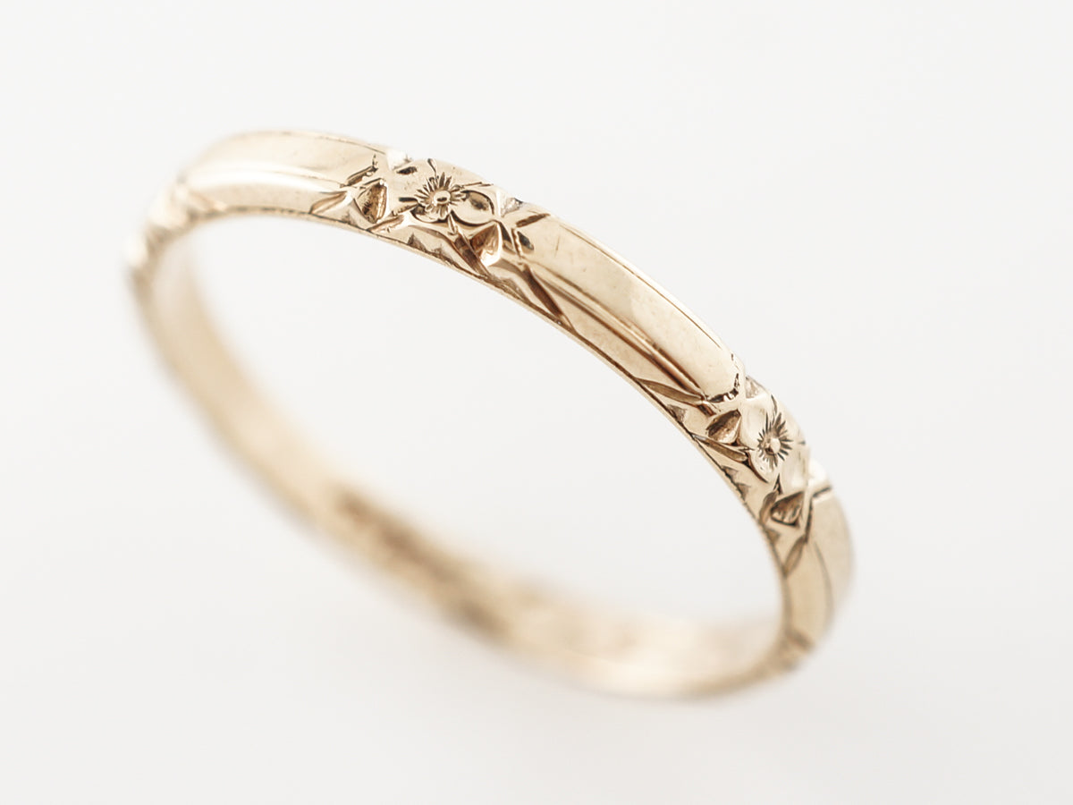 1920's Orange Blossom Wedding Band in 14k Yellow Gold