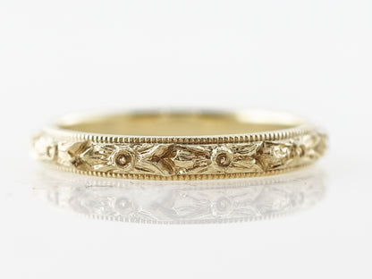 1920's Art Deco Engraved Wedding Band in 18k Yellow Gold