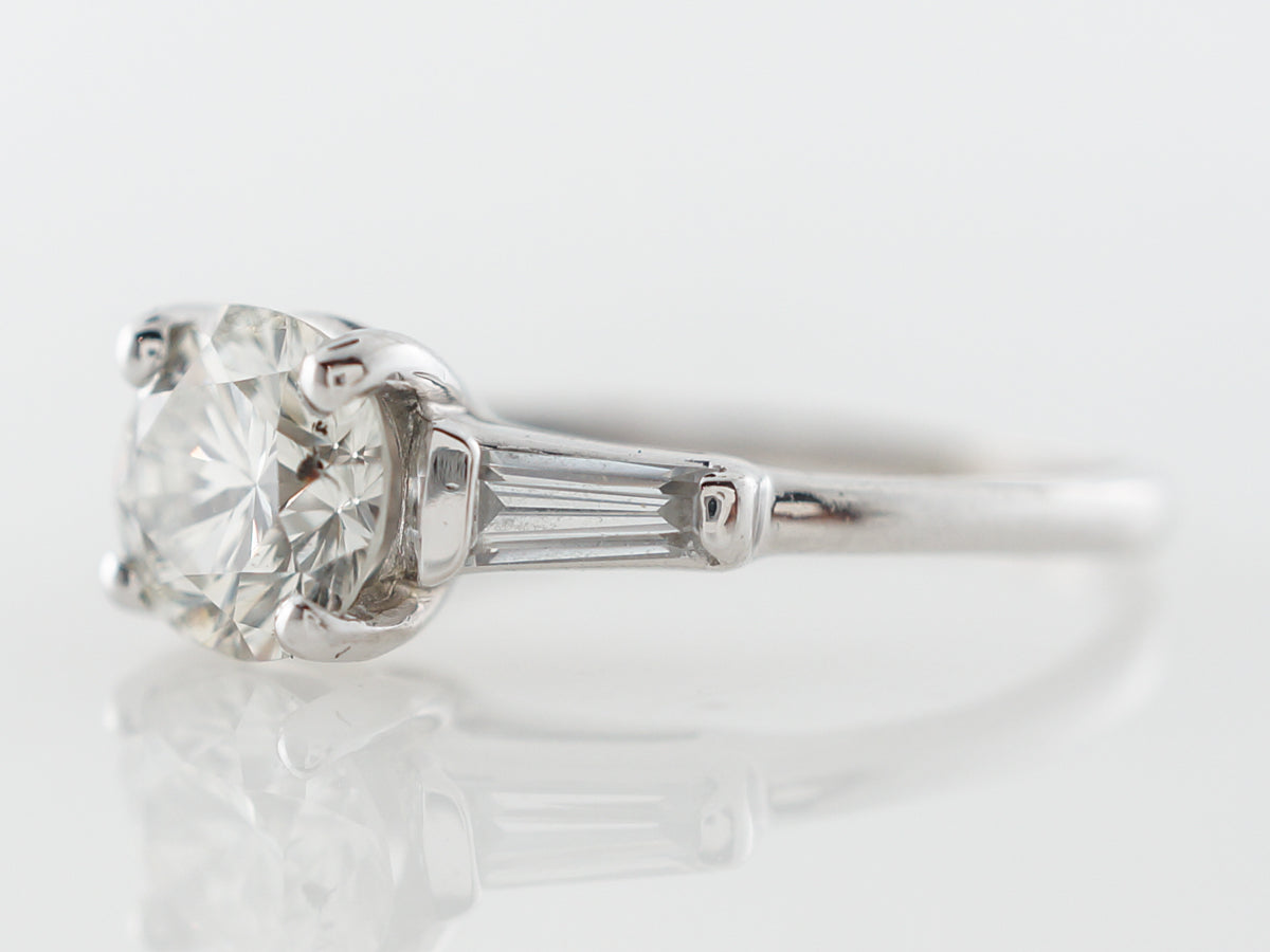 Late Art Deco Diamond Engagement Ring in White Gold