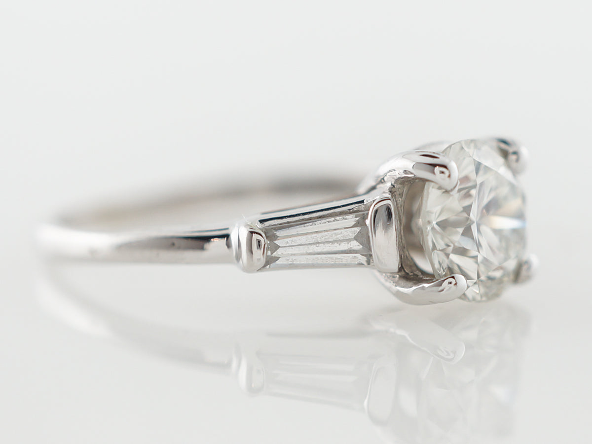 Late Art Deco Diamond Engagement Ring in White Gold