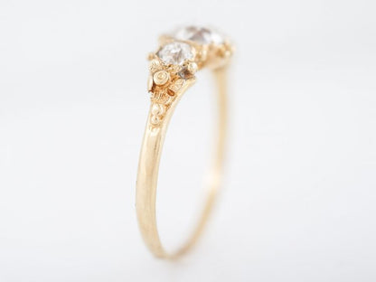 Antique Right Hand Ring Victorian .54 Old Mine Cut Diamonds in 18k Yellow Gold