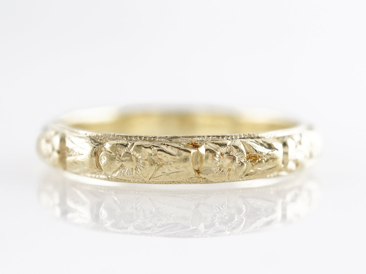 1930's Orange Blossom Wedding Band in 18k Yellow Gold