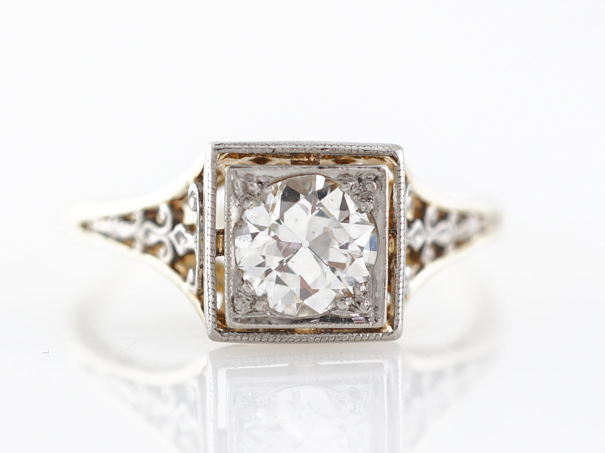 1930's Diamond Solitaire Two-Tone Engagement Ring
