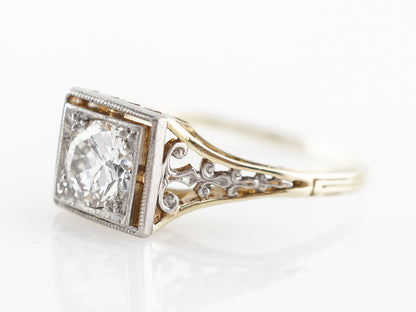 1930's Diamond Solitaire Two-Tone Engagement Ring
