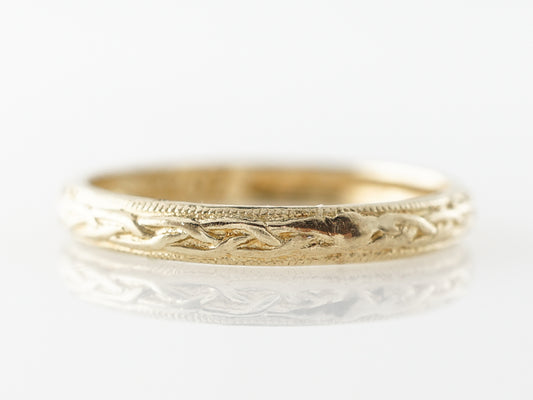 1930's Engraved Wedding Band in 10k Yellow Gold