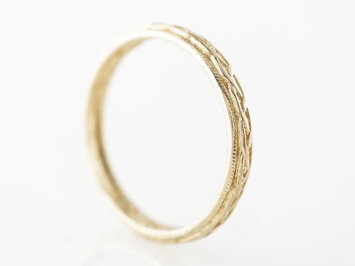 1930's Engraved Wedding Band in 10k Yellow Gold