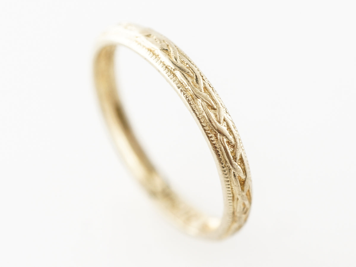 1930's Engraved Wedding Band in 10k Yellow Gold